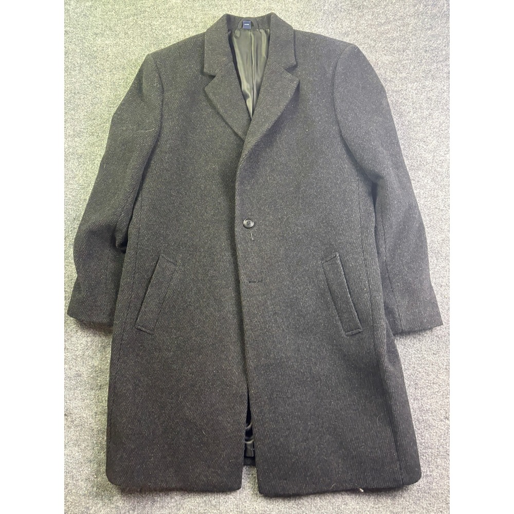Hathaway‎ Platinum Overcoat Mens 44R Gray Wool Cashmere Blend Long Coat 871863